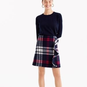 J Crew Ruffle Plaid Mini Skirt Double Serge Wool Y2K Mini Skirt Dark Academia